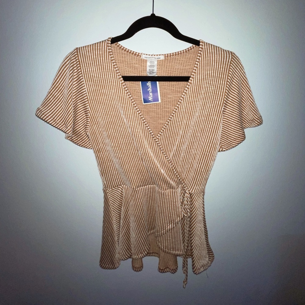 Striped V-neck Top